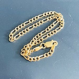 SAUDI GOLD - Solid 18k 18kt yellow gold Figaro chain bracelet